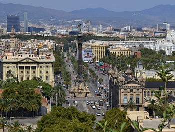 Ausblick auf das Columbusdenkmal vom Montjuïc aus